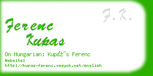 ferenc kupas business card